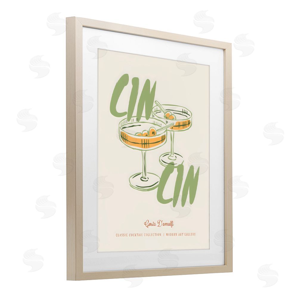 The Prints Vibe Cin Cin Amalfi Cocktail Brown Framed Print Under Glass Wall Art
