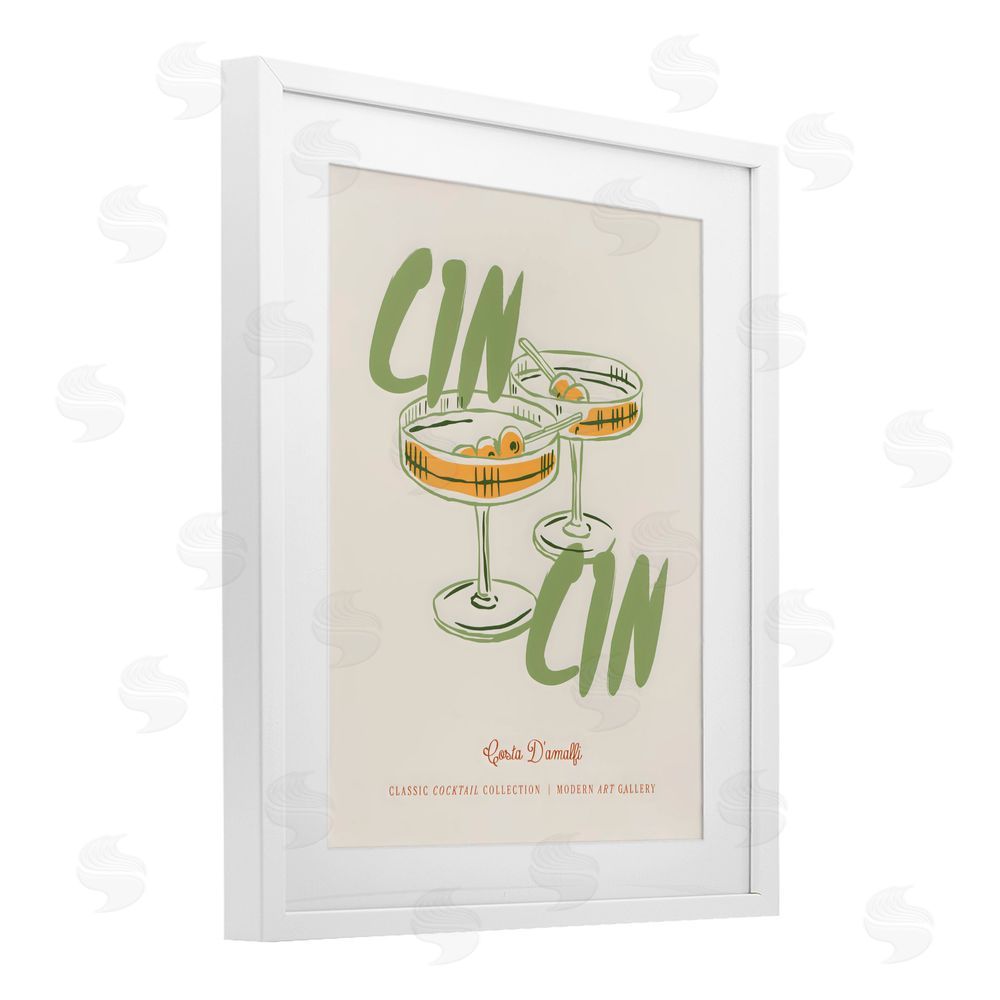 The Prints Vibe Cin Cin Amalfi Cocktail White Framed Print Under Glass Wall Art