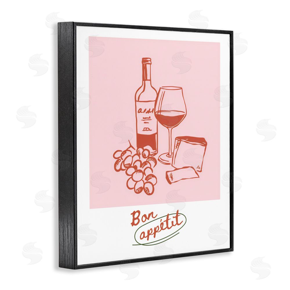 The Prints Vibe Bon Appetit Wine & Grapes Black Framed Giclee Wall Art Print