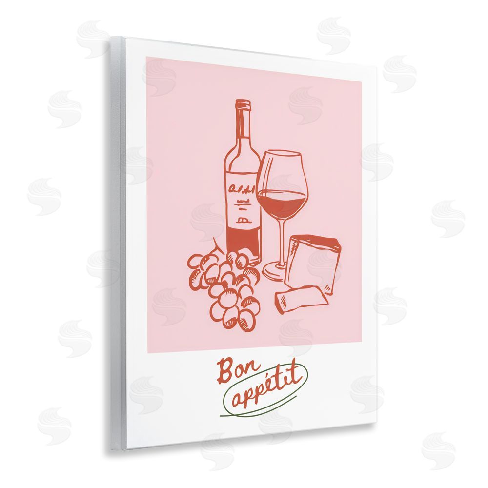 The Prints Vibe Bon Appetit Wine & Grapes Wall Plaque Art Print with White Foil Wrap