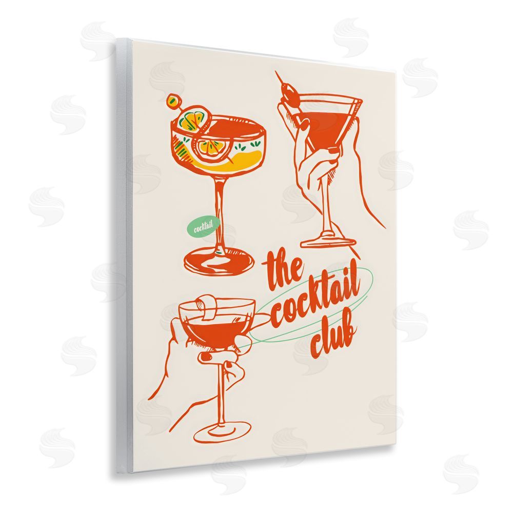 The Prints Vibe Cocktail Club Toasting Glasses Wall Plaque with Fixed Lithograph Print