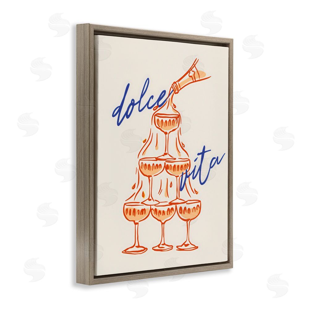 The Prints Vibe Dolce Vita Champagne Tower Brown Floating Frame Canvas Wall Art Print