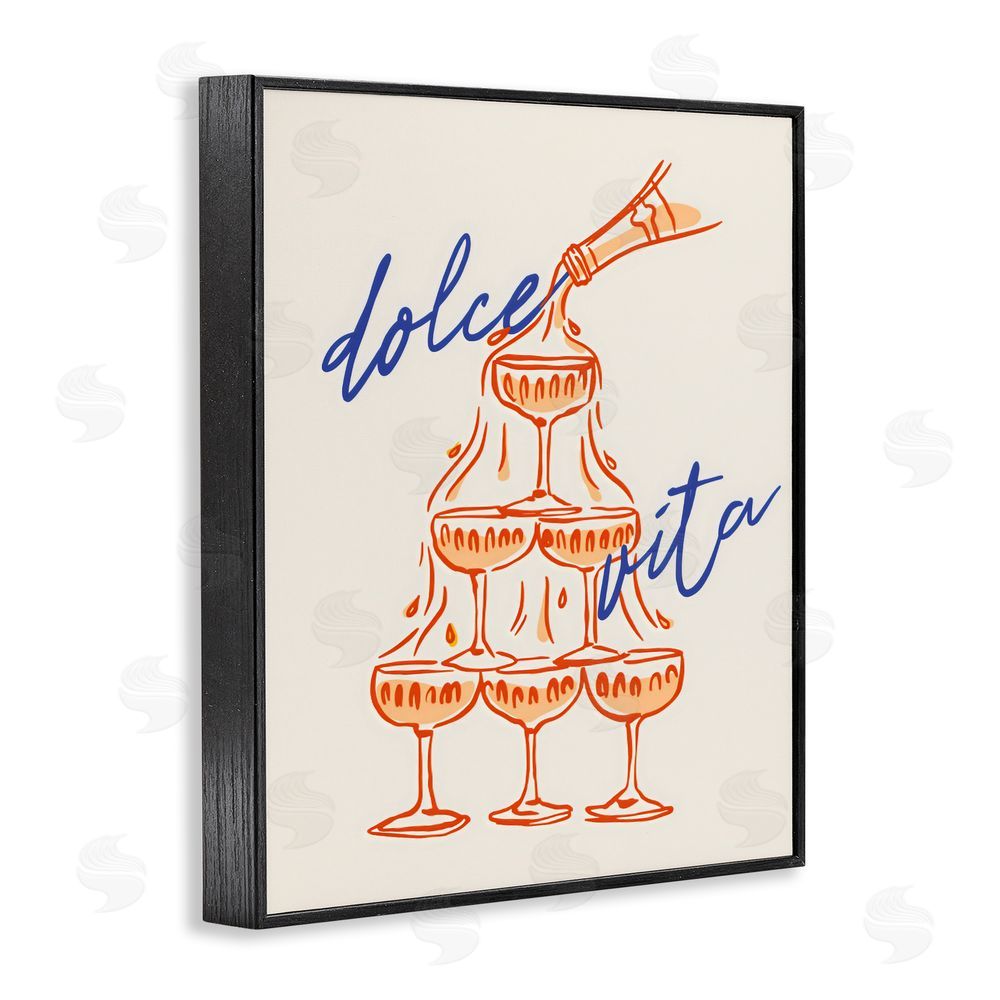 The Prints Vibe Dolce Vita Champagne Tower Black Framed Giclee Wall Art Print