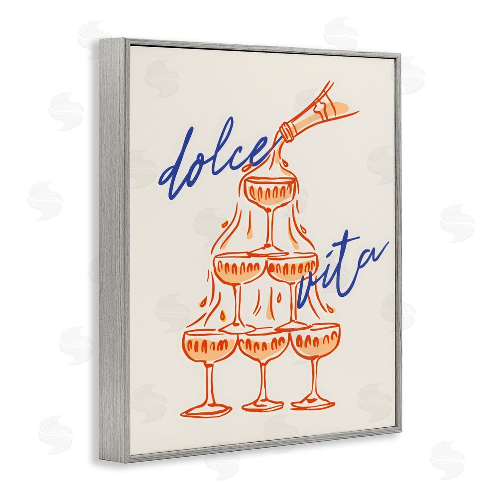 The Prints Vibe Dolce Vita Champagne Tower Gray Framed Giclee Wall Art Print