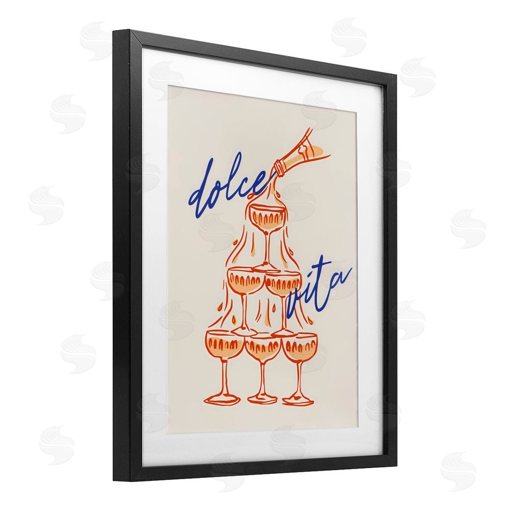 The Prints Vibe Dolce Vita Champagne Tower Black Framed Print Under Glass Wall Art
