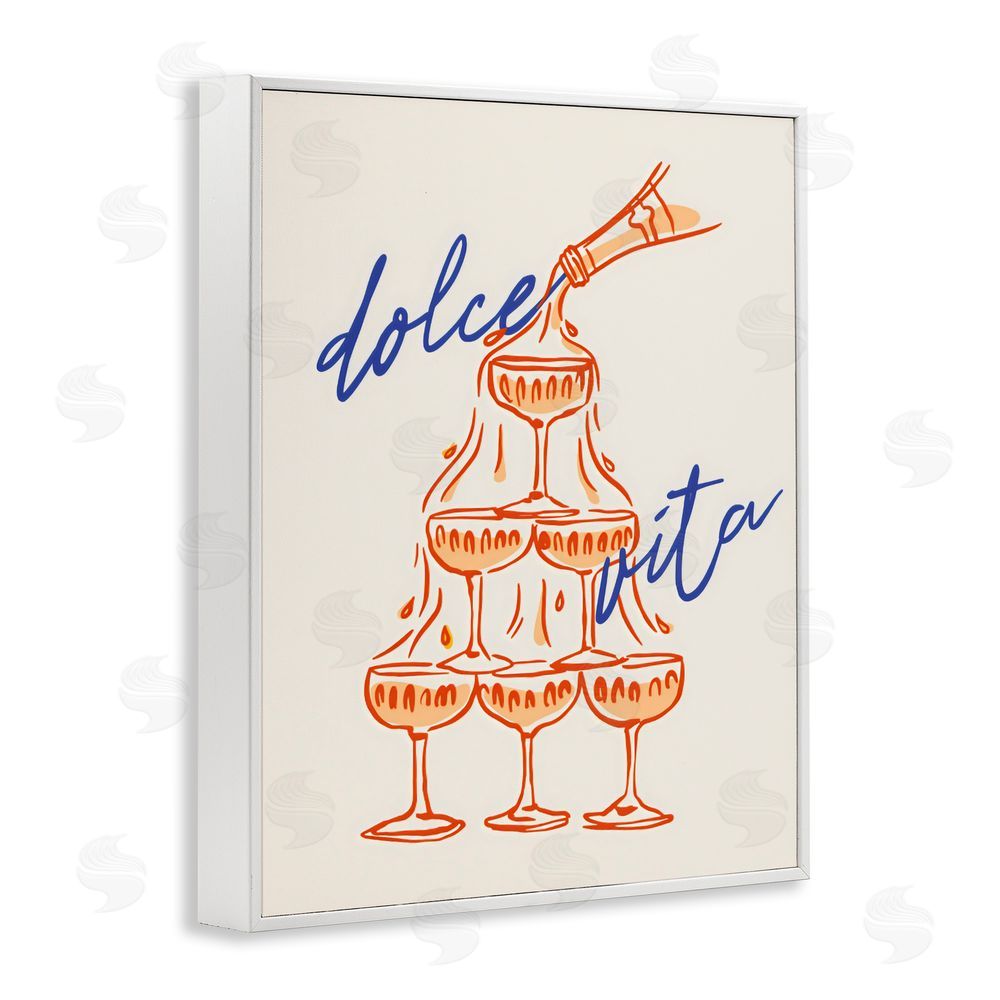 The Prints Vibe Dolce Vita Champagne Tower White Framed Giclee Wall Art Print