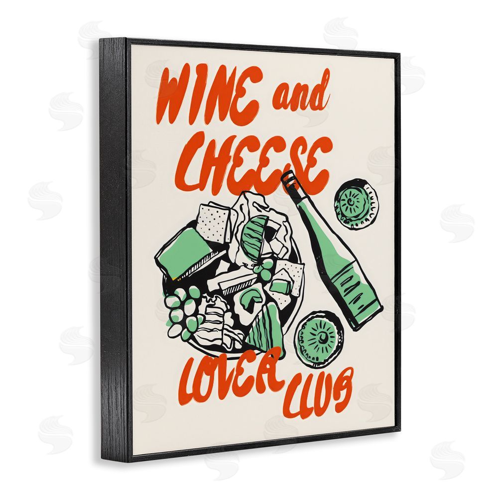 The Prints Vibe Wine & Cheese Lover Club Black Framed Giclee Wall Art Print