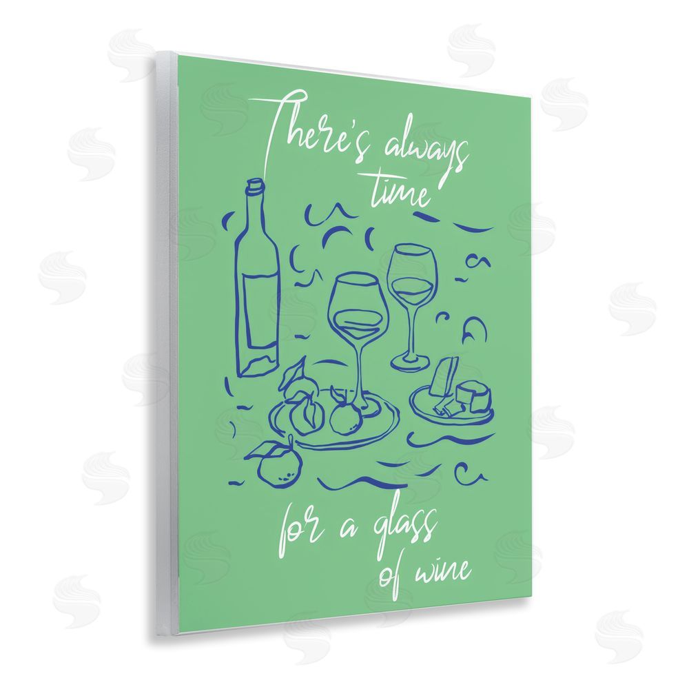 The Prints Vibe Always Time For Glass Of Wine Wall Plaque Art Print with White Foil Wrap