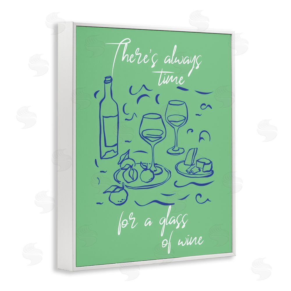 The Prints Vibe Always Time For Glass Of Wine White Framed Giclee Wall Art Print