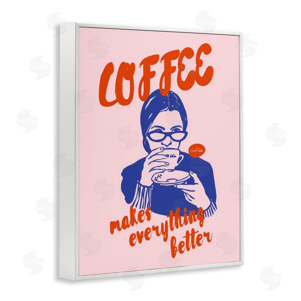 The Prints Vibe Coffee Makes Everything Better White Framed Giclee Wall Art Print