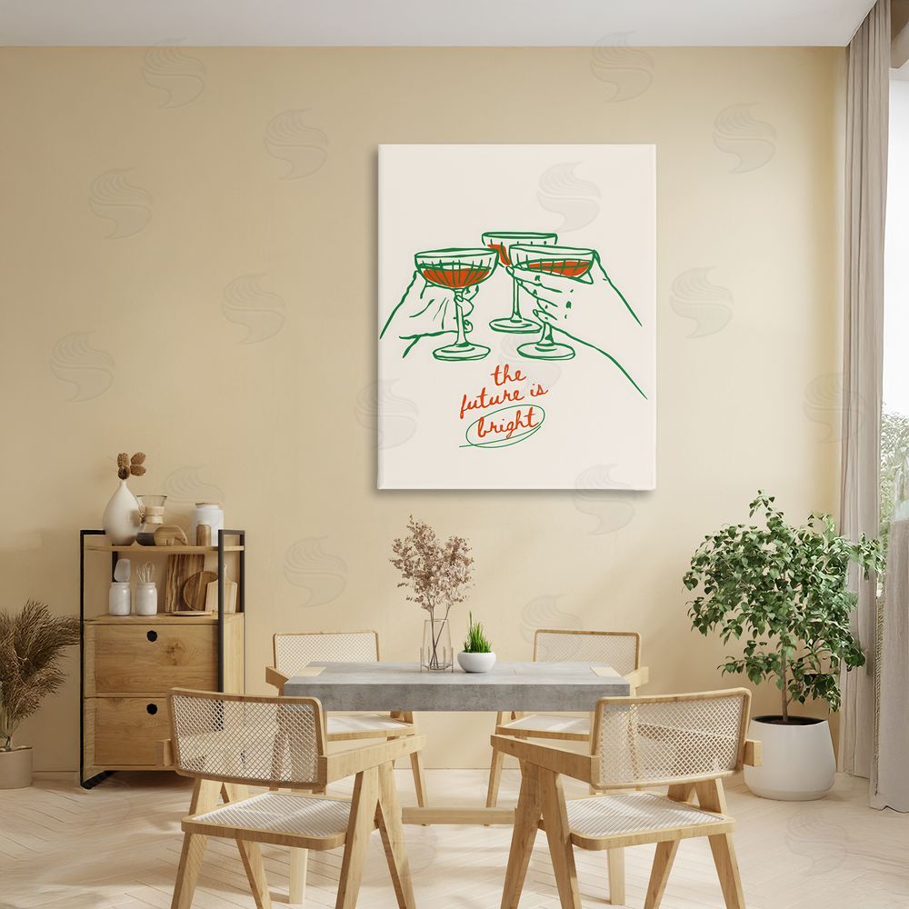 The Prints Vibe The Future Is Bright Toast Stretched Canvas on Wall