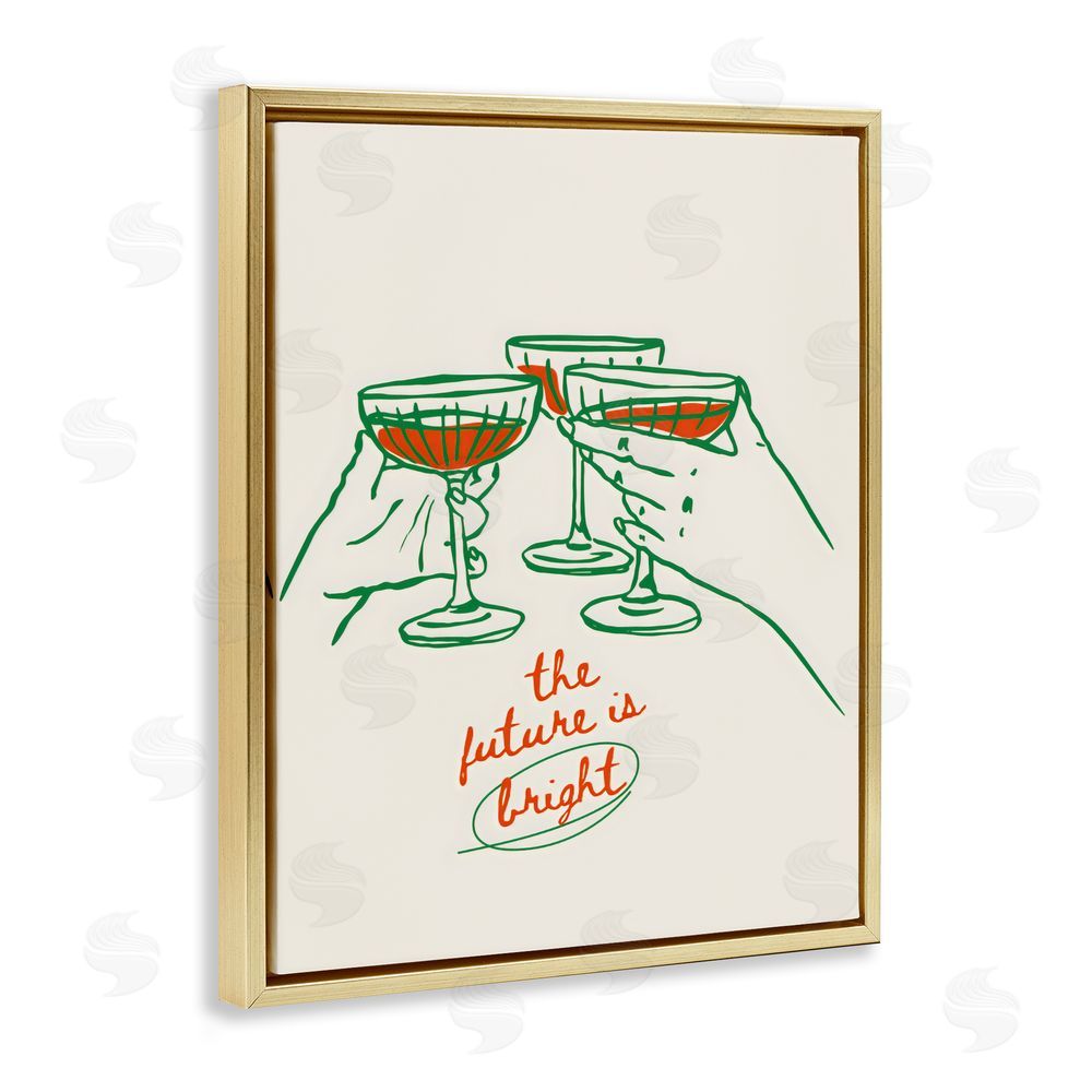 The Prints Vibe The Future Is Bright Toast Gold Floating Framed Canvas Wall Art Print