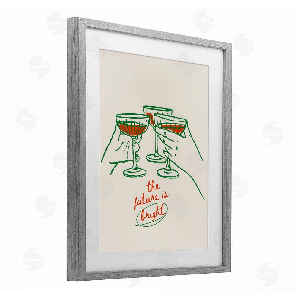 The Prints Vibe The Future Is Bright Toast Gray Framed Print Under Glass with White Mat Wall Art