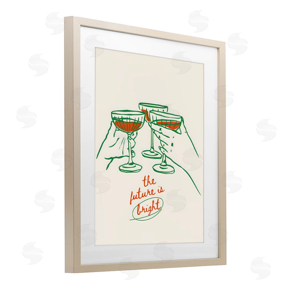 The Prints Vibe The Future Is Bright Toast Brown Framed Print Under Glass with White Mat Wall Art