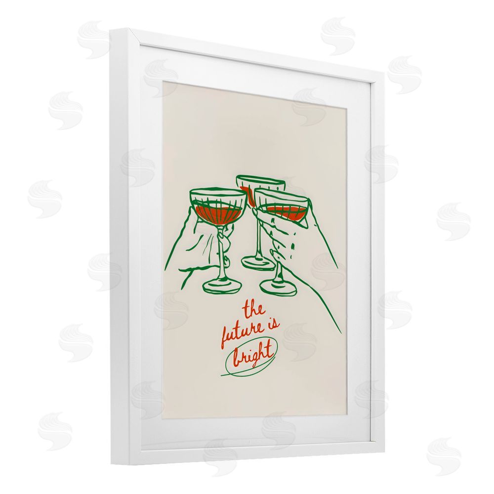 The Prints Vibe The Future Is Bright Toast White Framed Print Under Glass with White Mat Wall Art
