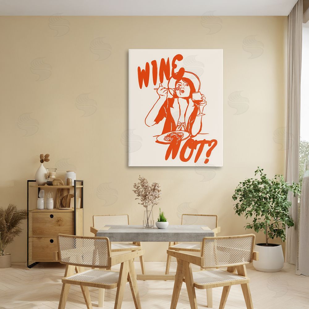 The Prints Vibe Wine Not Retro Meal Time Stretched Canvas on Wall