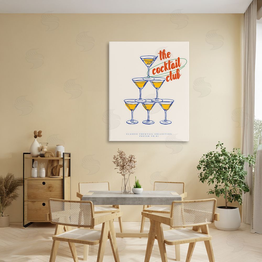 The Prints Vibe Tower Toast Cocktail Club Stretched Canvas on Wall