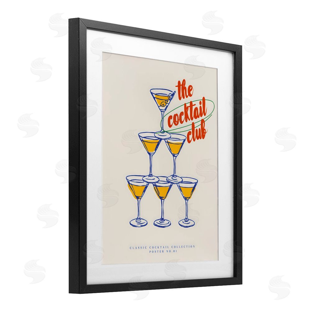 The Prints Vibe Tower Toast Cocktail Club Black Framed Print Under Glass with White Mat Wall Art