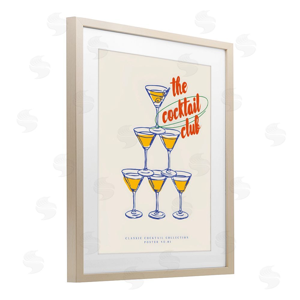 The Prints Vibe Tower Toast Cocktail Club Brown Framed Print Under Glass with White Mat Wall Art