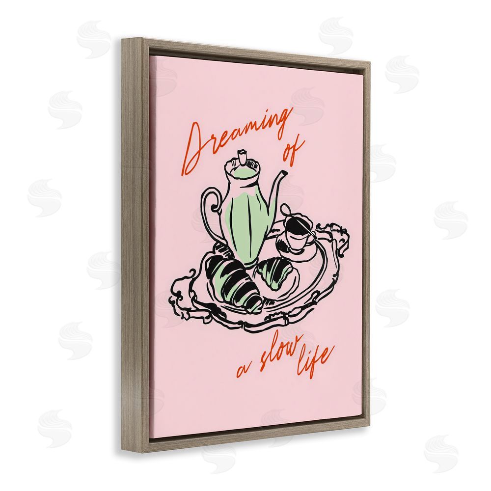 The Prints Vibe Slow Life Tea Platter Brown Floating Framed Canvas Wall Art Print