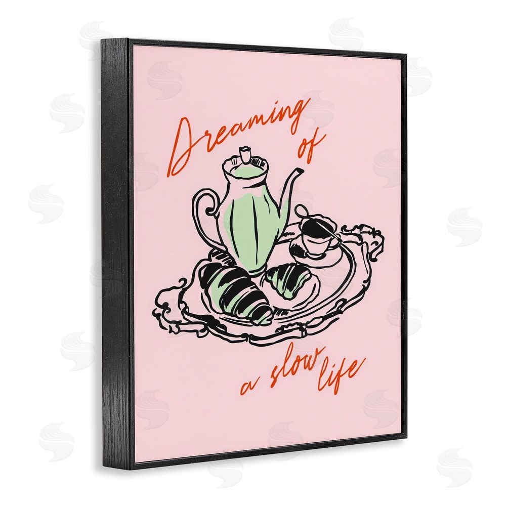The Prints Vibe Slow Life Tea Platter Black Framed Giclee Wall Art Print