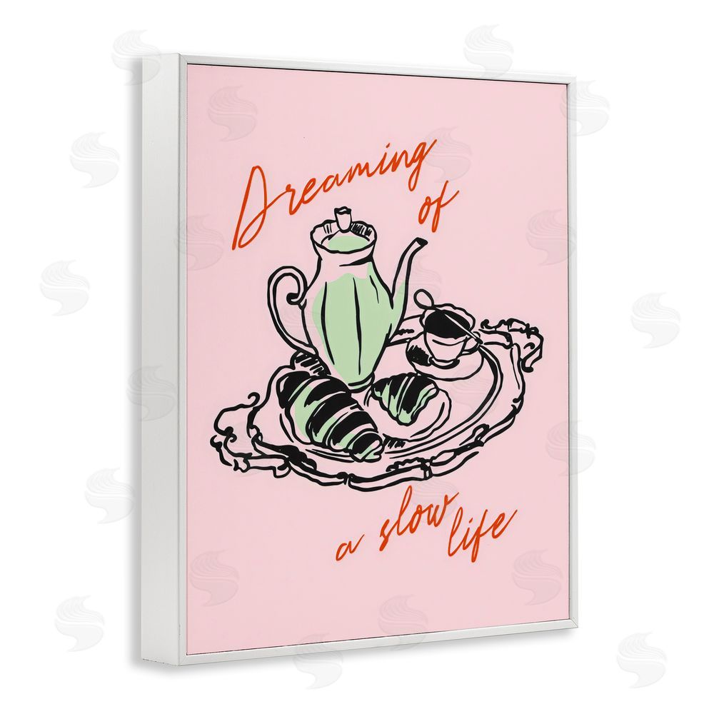 The Prints Vibe Slow Life Tea Platter White Framed Giclee Wall Art Print
