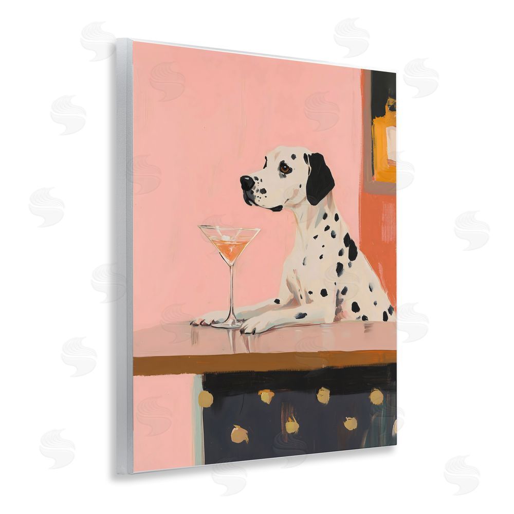 The Prints Vibe Dalmatian at Cocktail Bar Wall Plaque with Fixed Lithograph Print