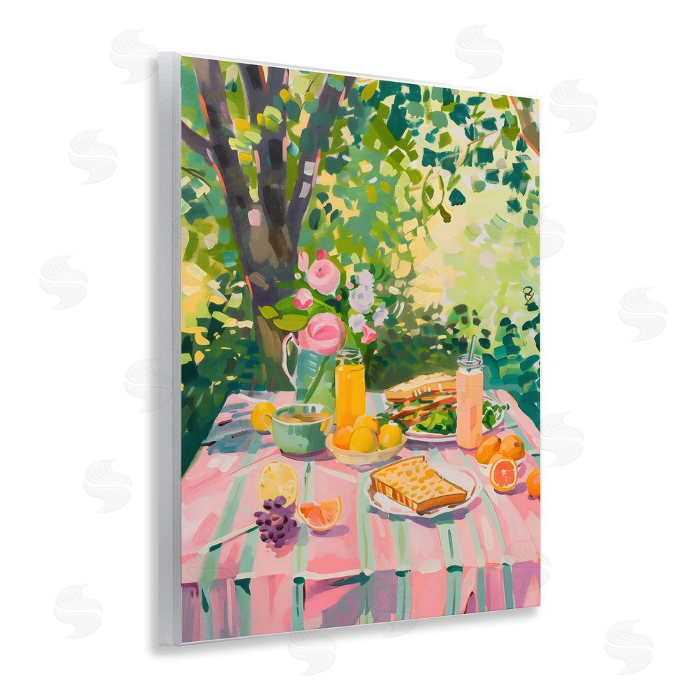The Prints Vibe Breakfast Picnic in Garden Wall Plaque Art Print with White Foil Wrap