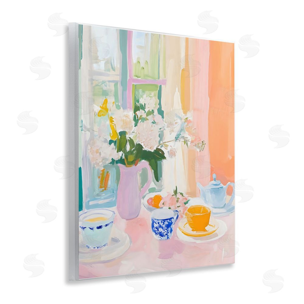 The Prints Vibe Breakfast Still Life Abstraction Wall Plaque Art Print with White Foil Wrap