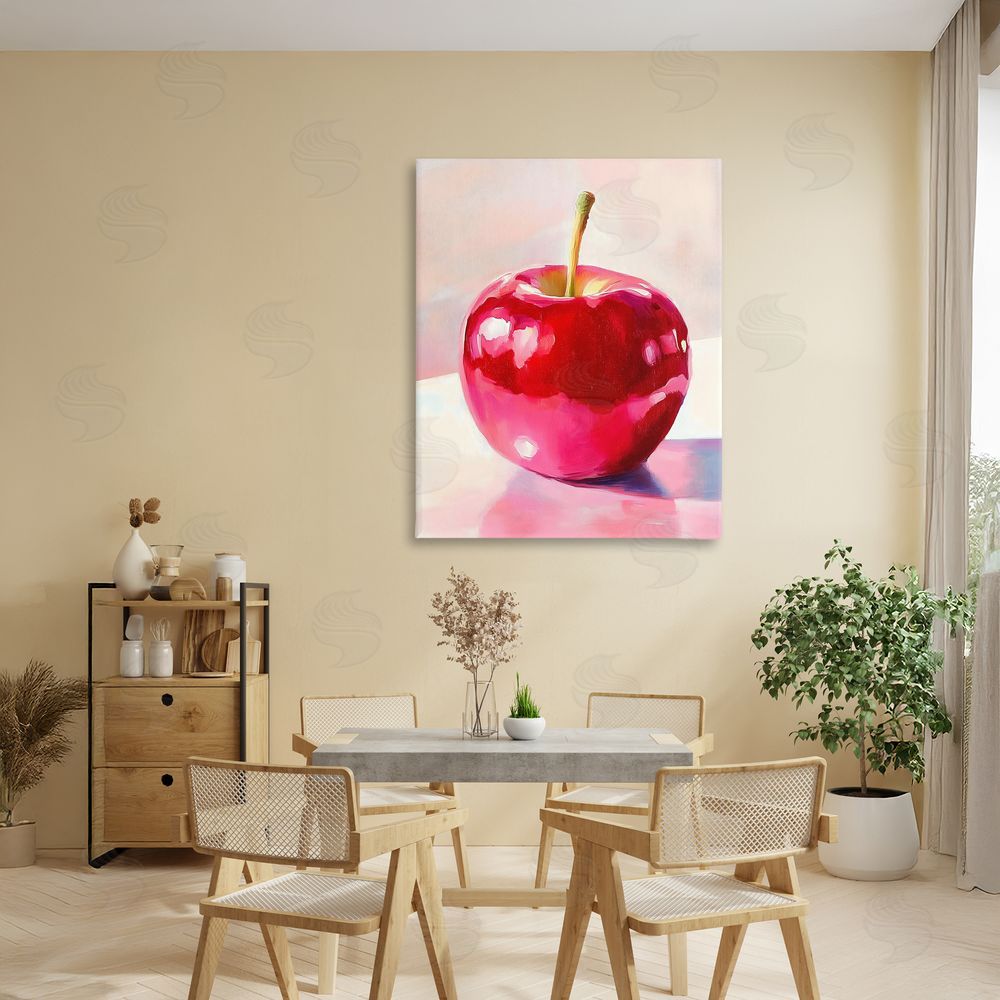 The Prints Vibe Shiny Red Apple Reflection Stretched Canvas on Wall