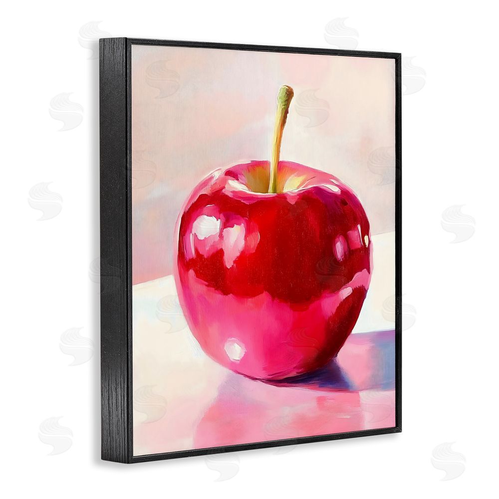The Prints Vibe Shiny Red Apple Reflection Black Framed Giclee Wall Art Print