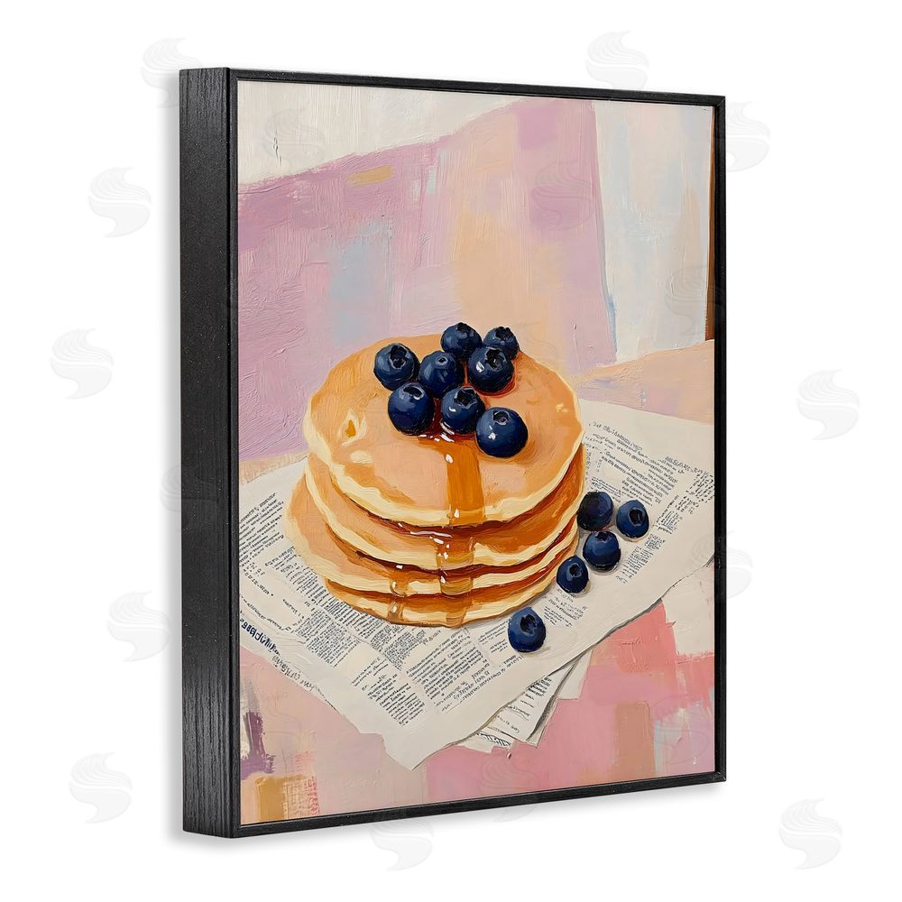 The Prints Vibe Blueberry Pancakes with Syrup Black Framed Giclee Wall Art Print