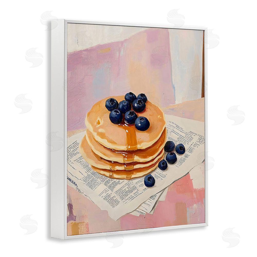 The Prints Vibe Blueberry Pancakes with Syrup White Framed Giclee Wall Art Print
