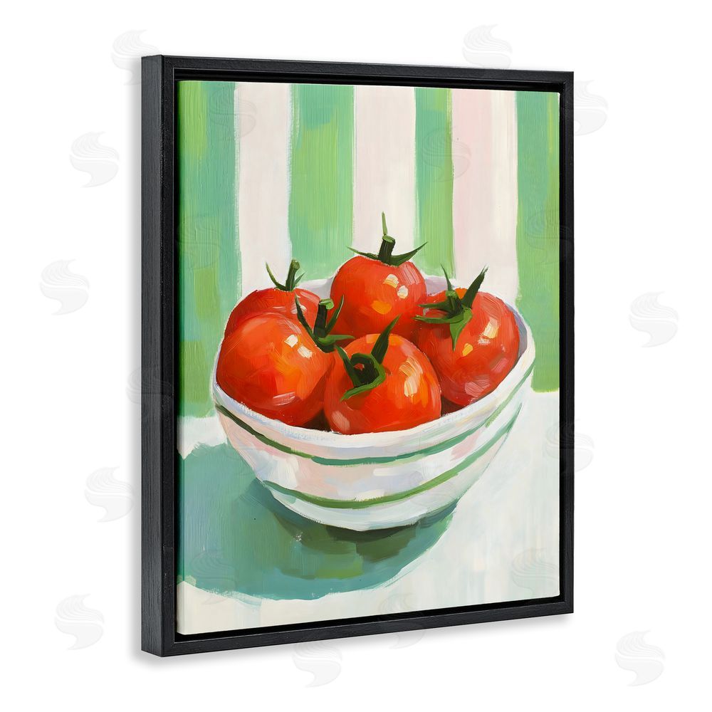 The Prints Vibe Bowl of Fresh Tomatoes Black Floating Frame Stretched Canvas Wall Art Print