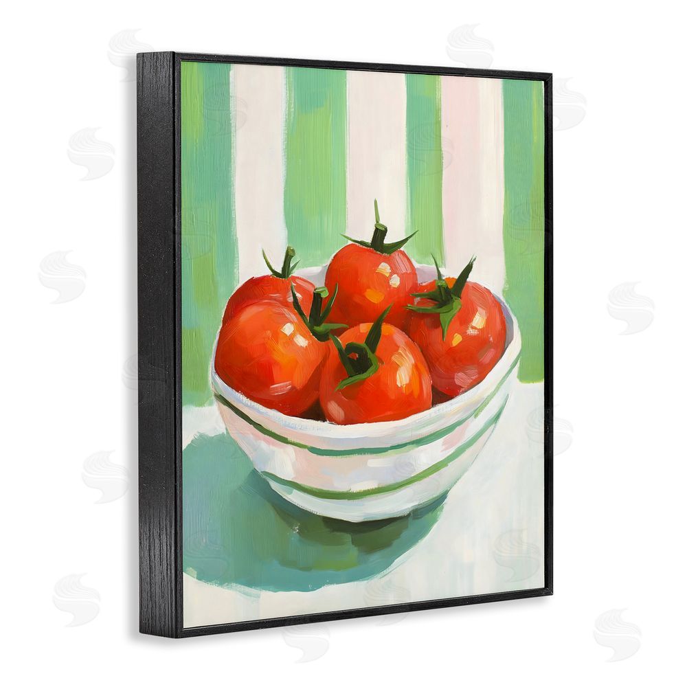 The Prints Vibe Bowl of Fresh Tomatoes Black Framed Giclee Wall Art Print