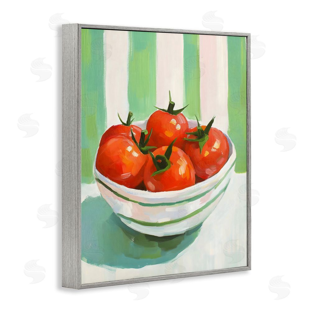 The Prints Vibe Bowl of Fresh Tomatoes Gray Framed Giclee Wall Art Print