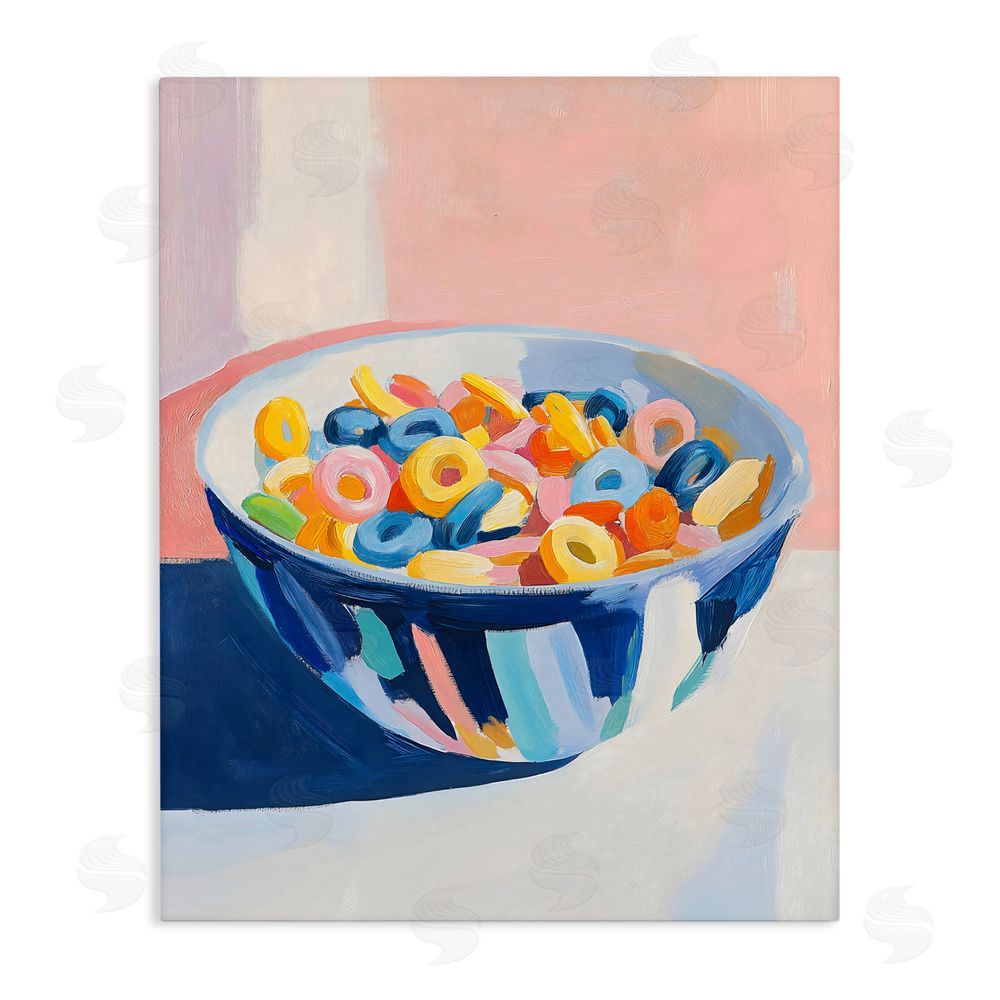 The Prints Vibe Colorful Cereal Bowl Stretched Canvas Wall Art