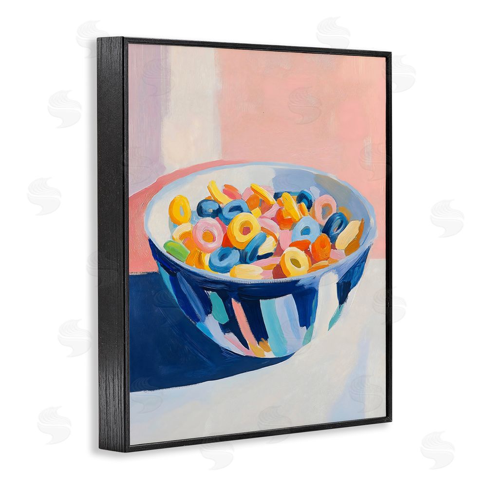The Prints Vibe Colorful Cereal Bowl Black Framed Giclee Wall Art Print
