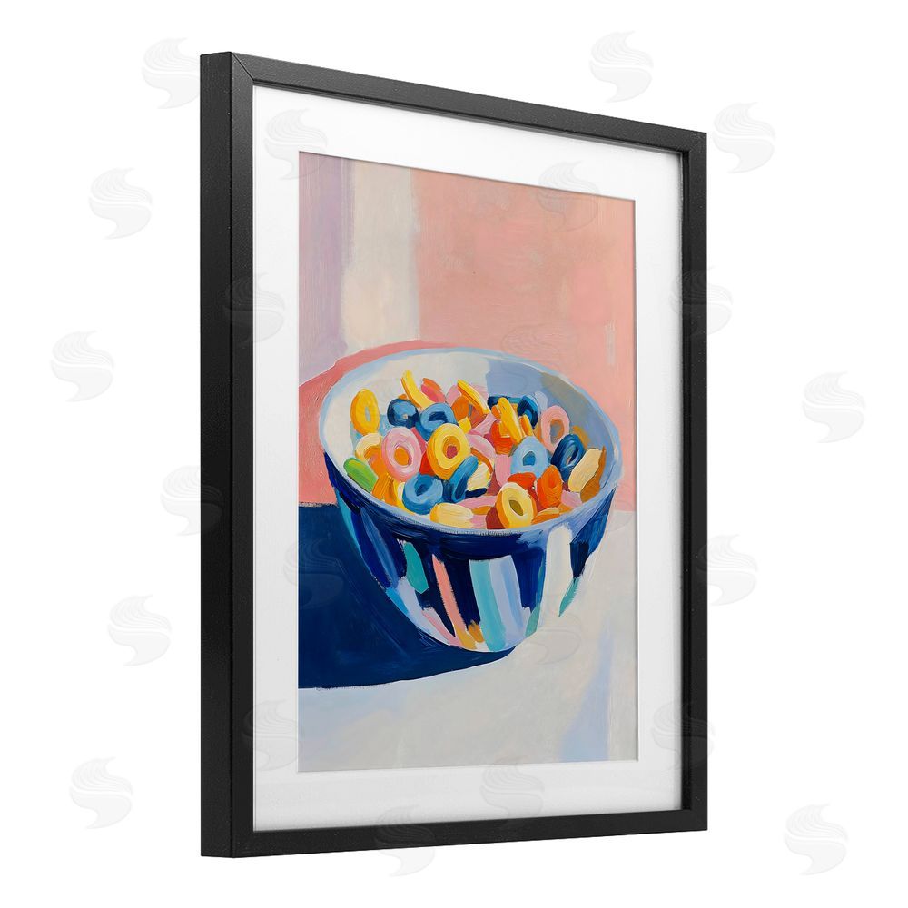 The Prints Vibe Colorful Cereal Bowl Black Framed Print Under Glass Wall Art