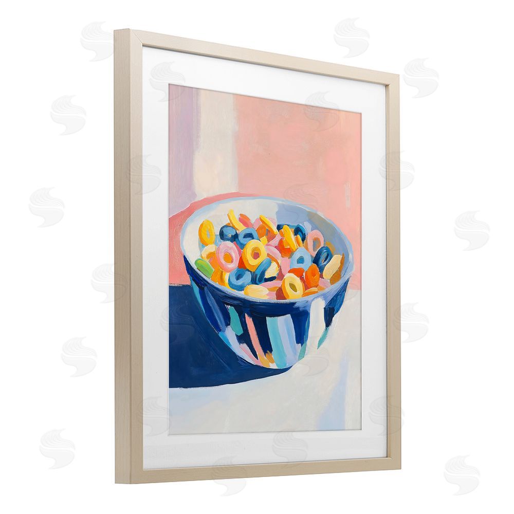 The Prints Vibe Colorful Cereal Bowl Brown Framed Print Under Glass Wall Art