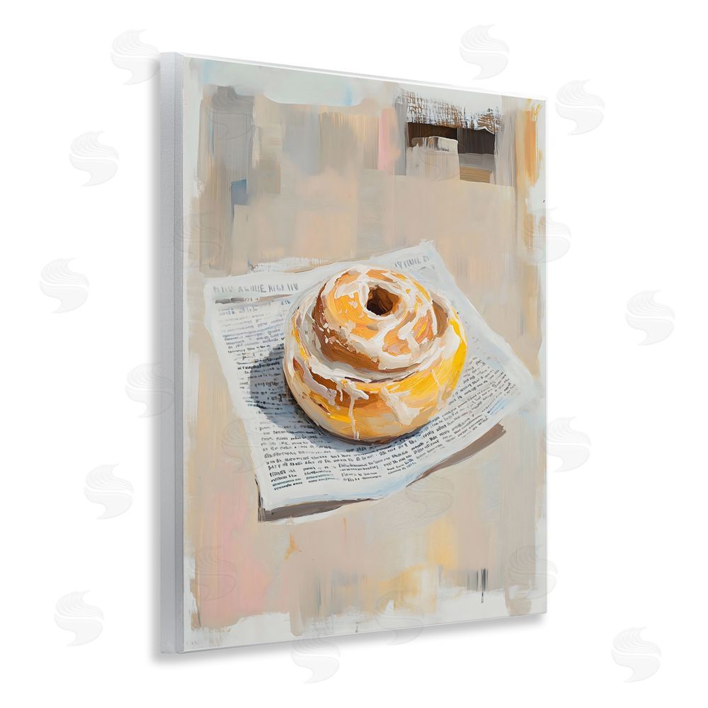 The Prints Vibe Cinnamon Roll & Morning Paper Wall Plaque with Fixed Lithograph Print