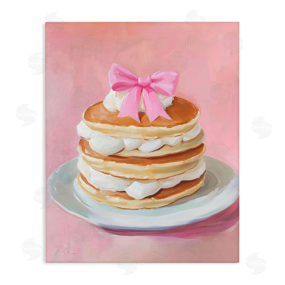 The Prints Vibe Coquette Pancakes with Whipped Cream Stretched Canvas Wall Art