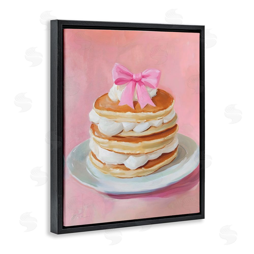 The Prints Vibe Coquette Pancakes with Whipped Cream Black Floating Frame Canvas Wall Art Print