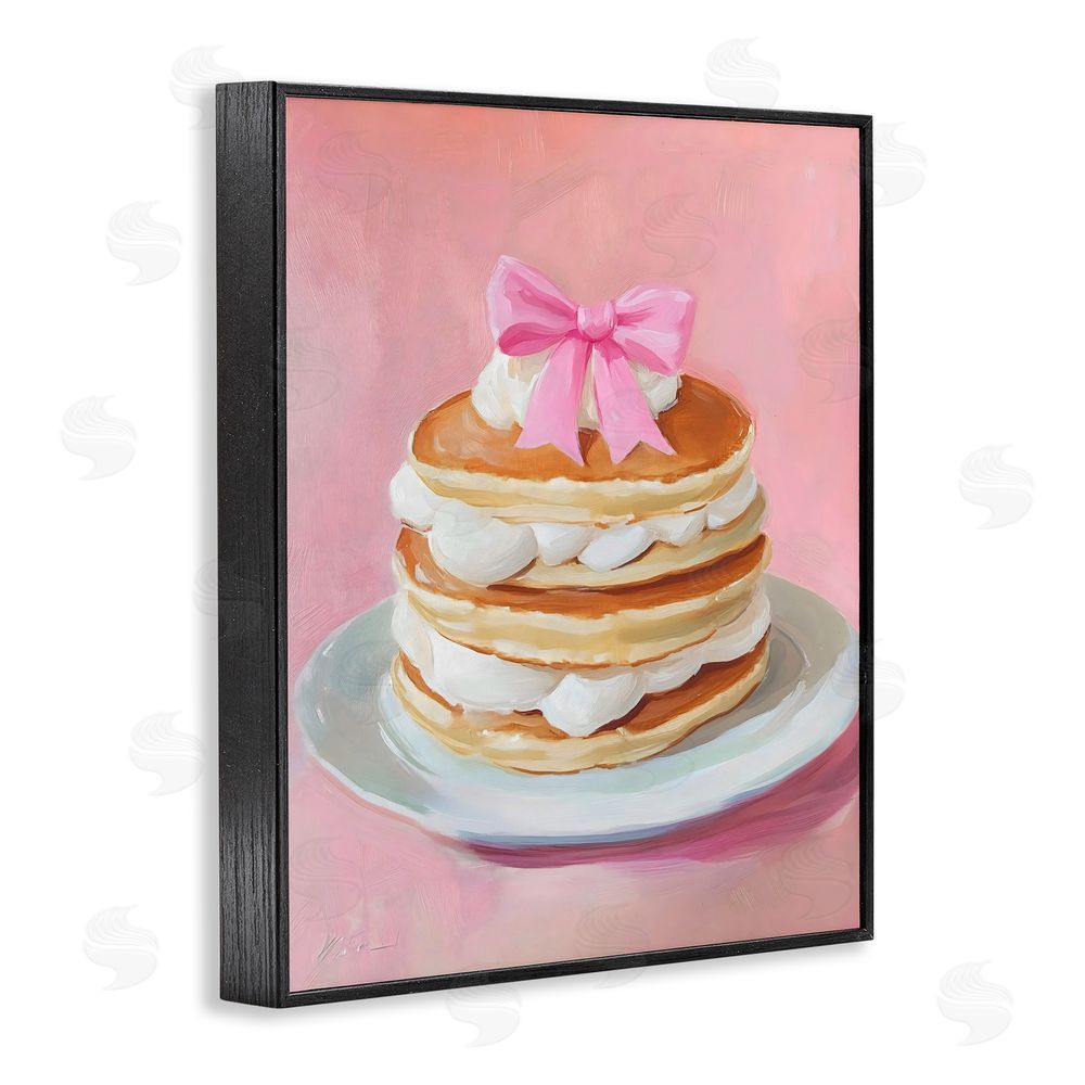 The Prints Vibe Coquette Pancakes with Whipped Cream Black Framed Giclee Wall Art Print