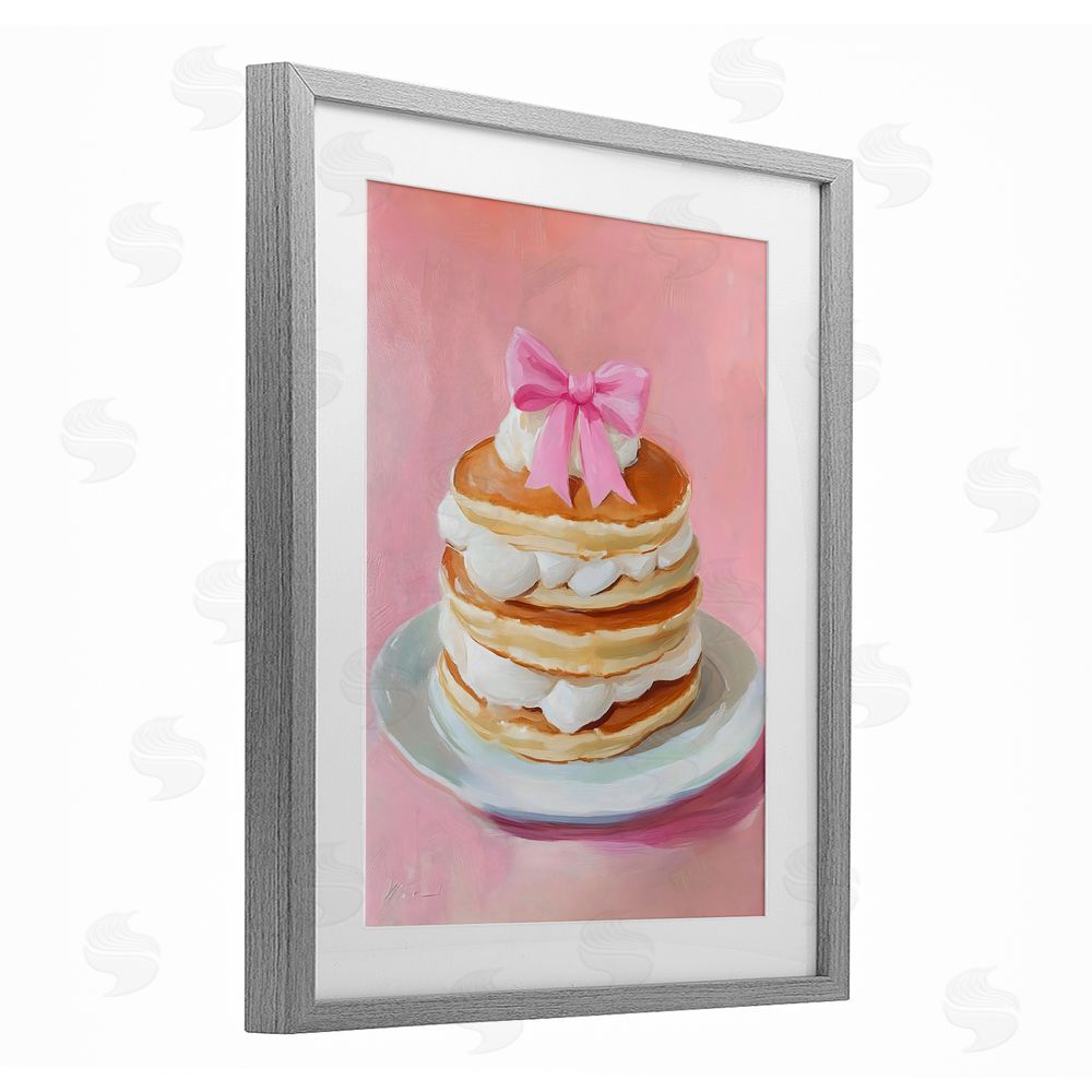 The Prints Vibe Coquette Pancakes with Whipped Cream Gray Framed Print Under Glass Wall Art