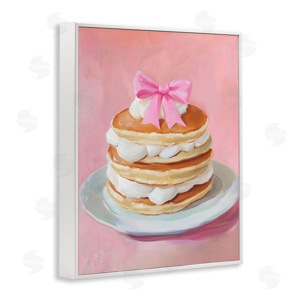 The Prints Vibe Coquette Pancakes with Whipped Cream White Framed Giclee Wall Art Print