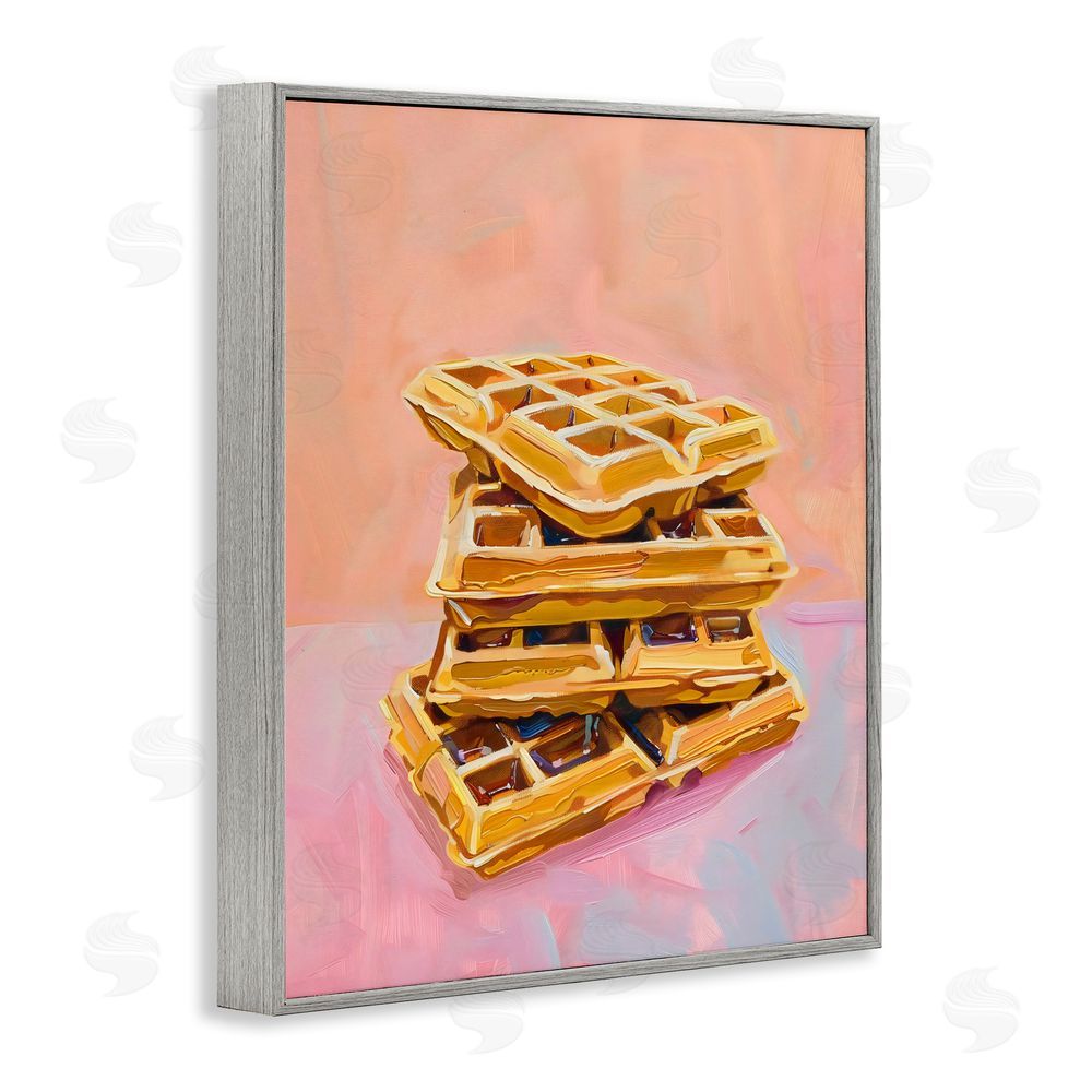 The Prints Vibe Stack of Fluffy Waffles Gray Framed Giclee Wall Art Print