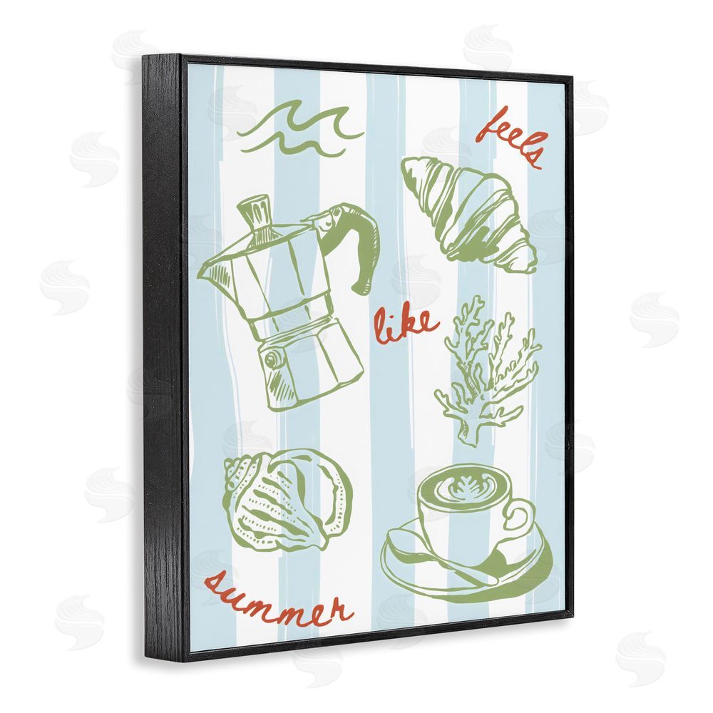 The Prints Vibe Feels Like Summer on Stripes Black Framed Giclee Wall Art