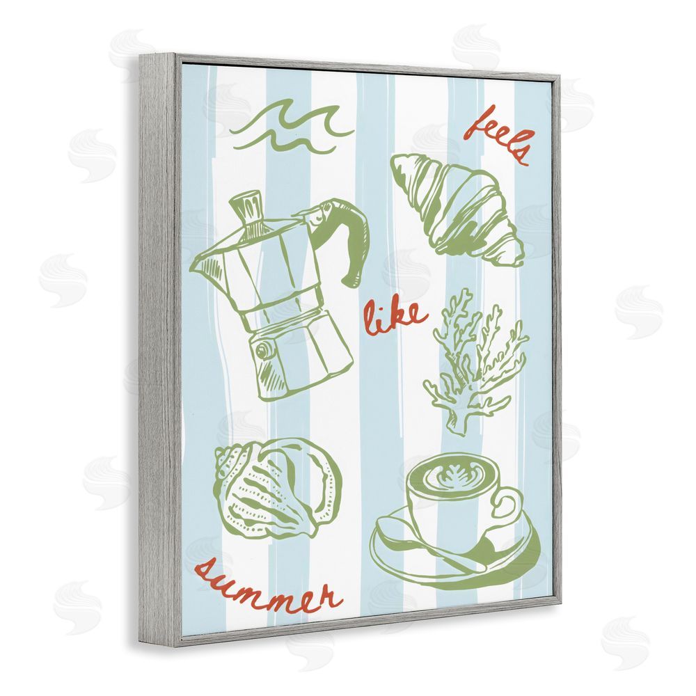 The Prints Vibe Feels Like Summer on Stripes Gray Framed Giclee Wall Art