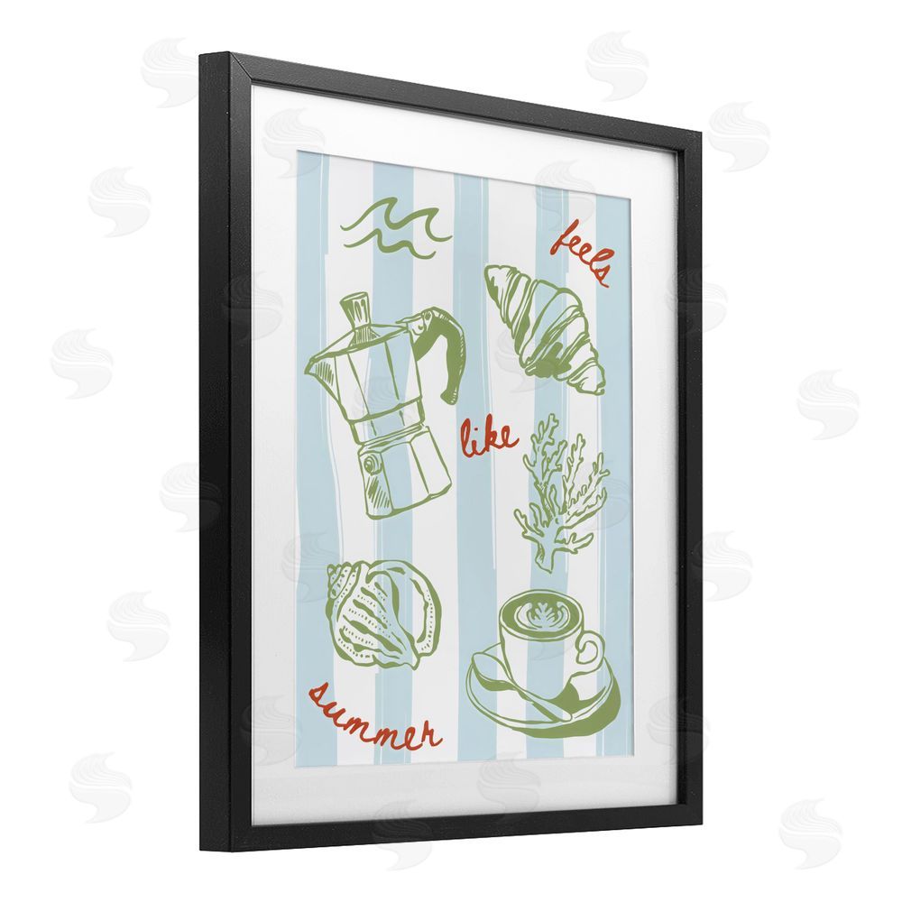 The Prints Vibe Feels Like Summer on Stripes Black Framed Print Under Glass Wall Art